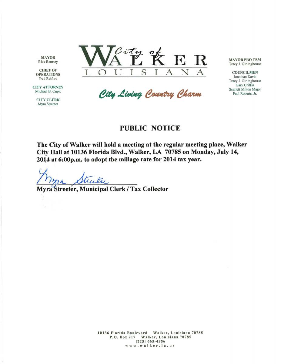Public Notice Millage